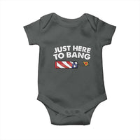 Funny 4th July Just Here To Bang Baby Onesie USA Fireworks American Flag - Wonder Print Shop