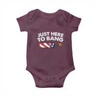 Funny 4th July Just Here To Bang Baby Onesie USA Fireworks American Flag - Wonder Print Shop