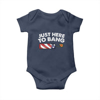 Funny 4th July Just Here To Bang Baby Onesie USA Fireworks American Flag - Wonder Print Shop