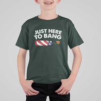 Funny 4th July Just Here To Bang T Shirt For Kid USA Fireworks American Flag - Wonder Print Shop