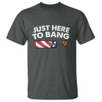 Funny 4th July Just Here To Bang T Shirt USA Fireworks American Flag - Wonder Print Shop