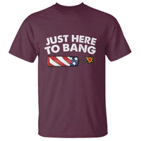 Funny 4th July Just Here To Bang T Shirt USA Fireworks American Flag - Wonder Print Shop