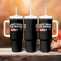 Funny 4th July Just Here To Bang Tumbler With Handle USA Fireworks American Flag - Wonder Print Shop