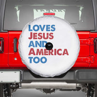 Loves Jesus and America Too Spare Tire Cover 4th of July Patriotic - Wonder Print Shop