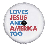 Loves Jesus and America Too Spare Tire Cover 4th of July Patriotic - Wonder Print Shop