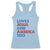 Loves Jesus and America Too Racerback Tank Top 4th of July Patriotic - Wonder Print Shop