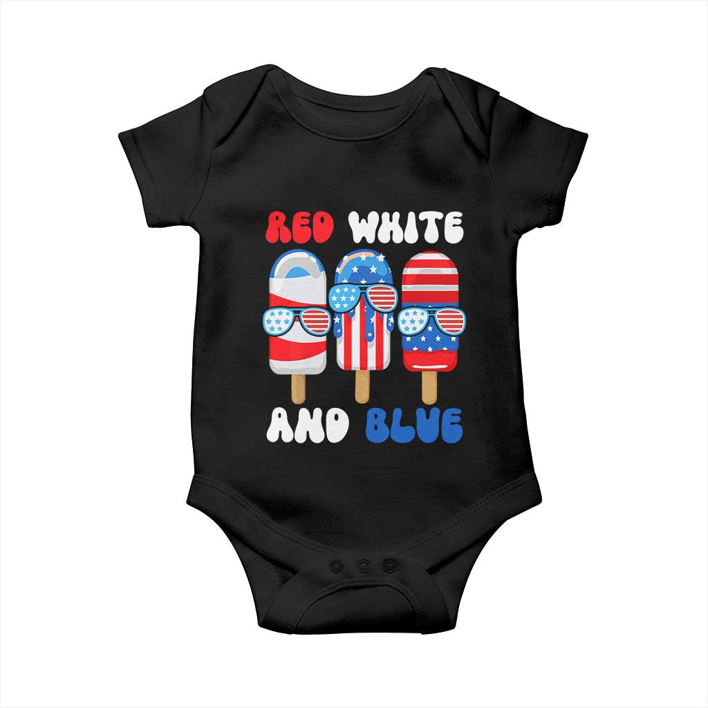 Red White Blue Popsicle 4th of July Baby Onesie Patriotic USA Flag - Wonder Print Shop