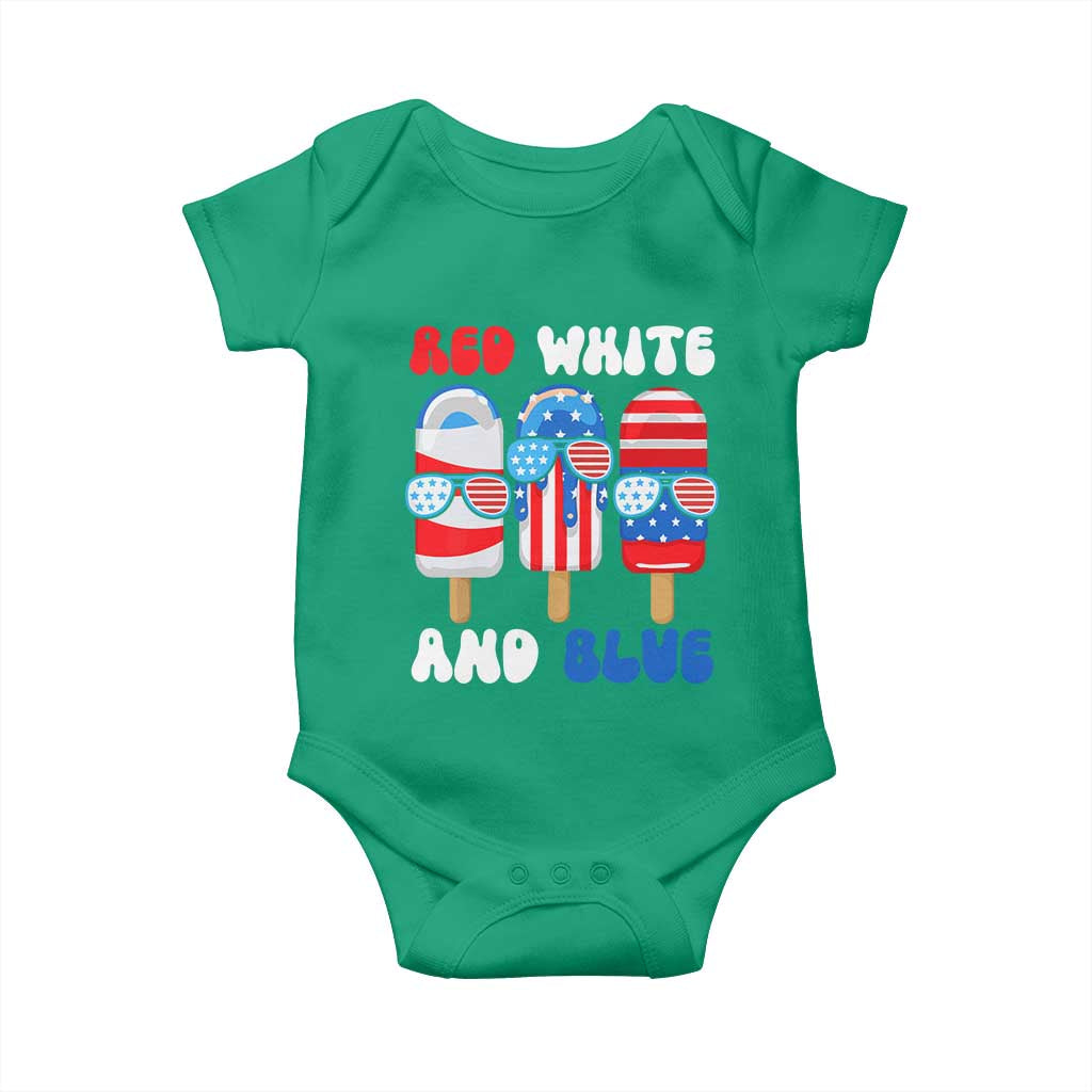 Red White Blue Popsicle 4th of July Baby Onesie Patriotic USA Flag - Wonder Print Shop