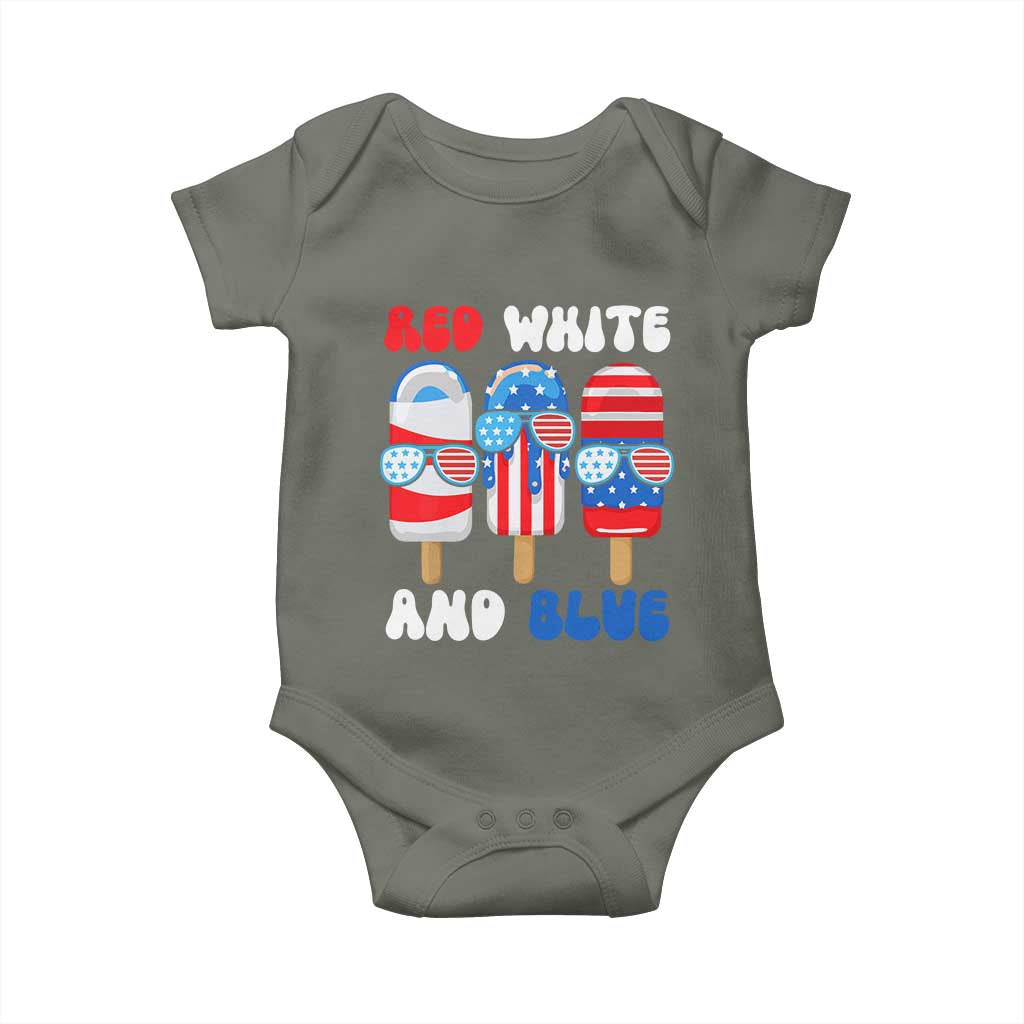 Red White Blue Popsicle 4th of July Baby Onesie Patriotic USA Flag - Wonder Print Shop