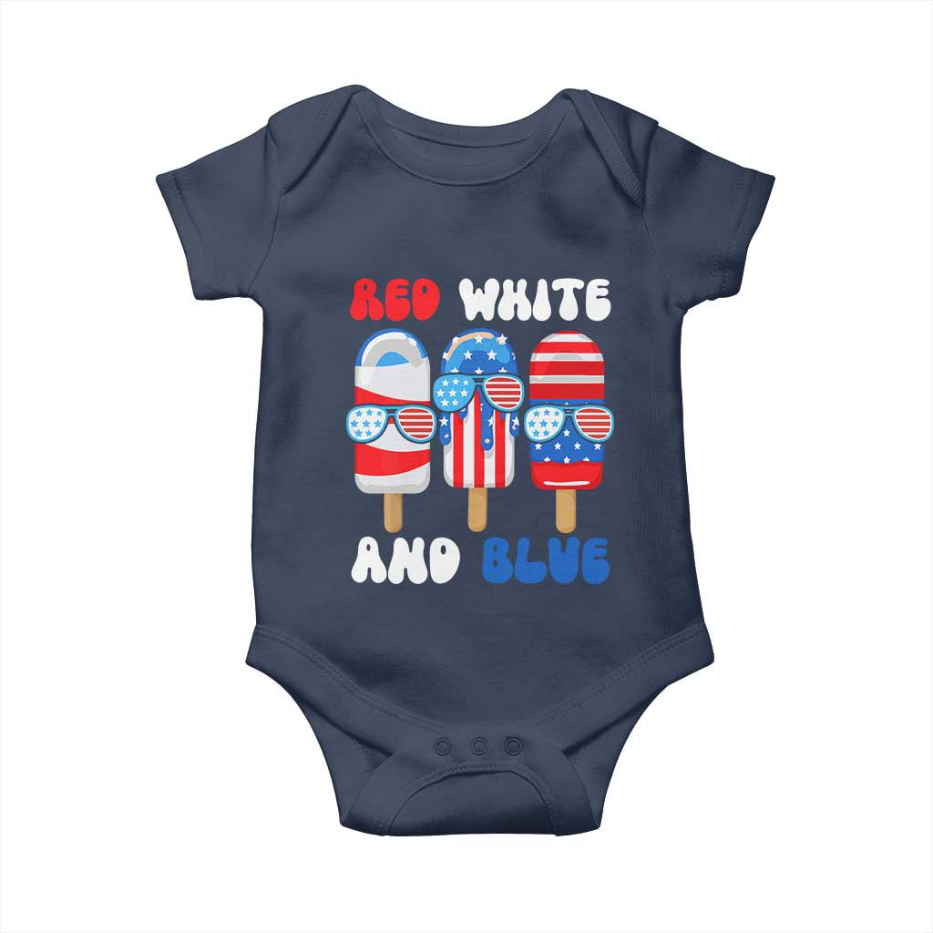 Red White Blue Popsicle 4th of July Baby Onesie Patriotic USA Flag - Wonder Print Shop