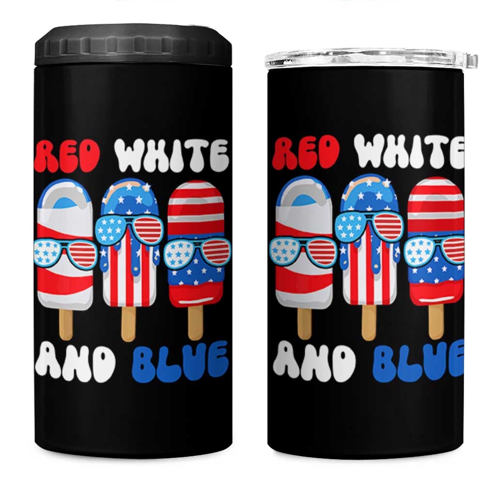 Red White Blue Popsicle 4th of July 4 in 1 Can Cooler Tumbler Patriotic USA Flag - Wonder Print Shop