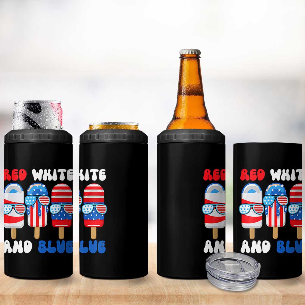 Red White Blue Popsicle 4th of July 4 in 1 Can Cooler Tumbler Patriotic USA Flag - Wonder Print Shop