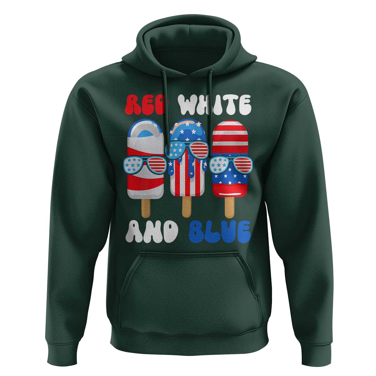 Red White Blue Popsicle 4th of July Hoodie Patriotic USA Flag - Wonder Print Shop