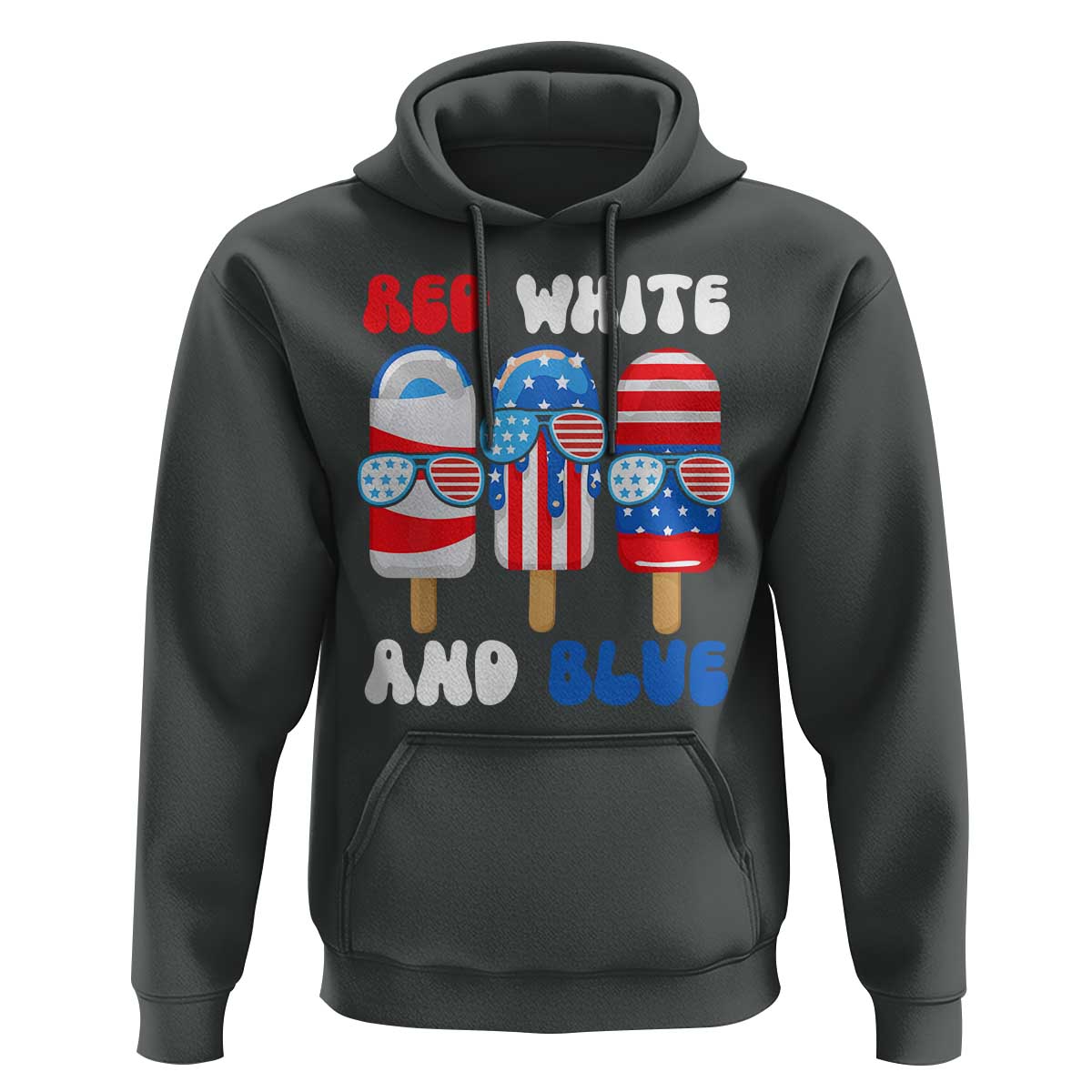 Red White Blue Popsicle 4th of July Hoodie Patriotic USA Flag - Wonder Print Shop