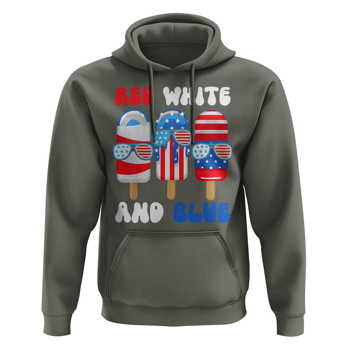 Red White Blue Popsicle 4th of July Hoodie Patriotic USA Flag - Wonder Print Shop