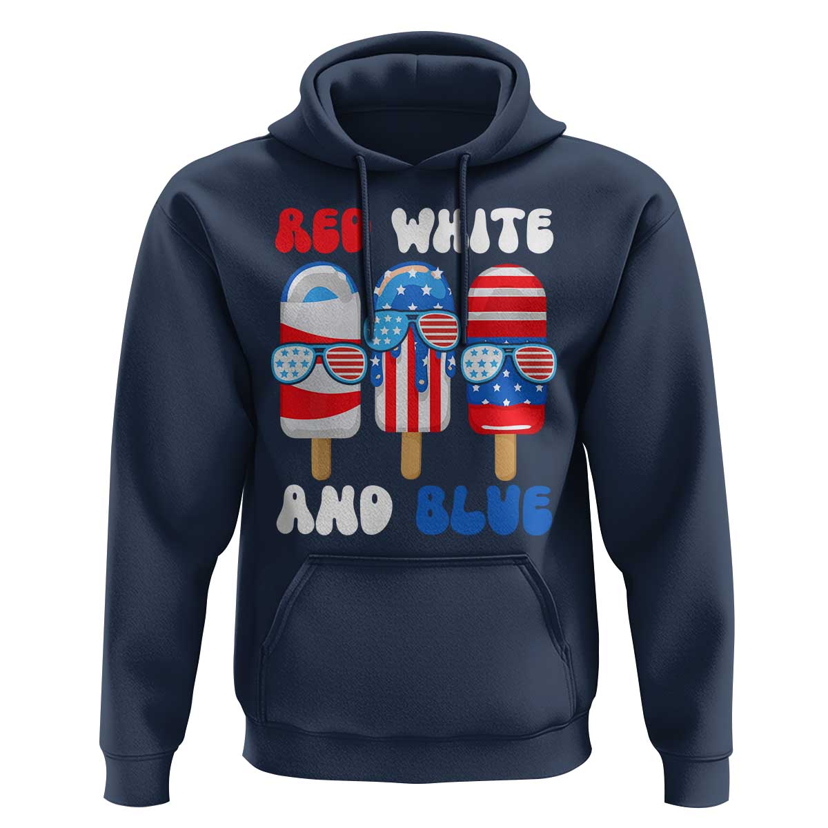 Red White Blue Popsicle 4th of July Hoodie Patriotic USA Flag - Wonder Print Shop