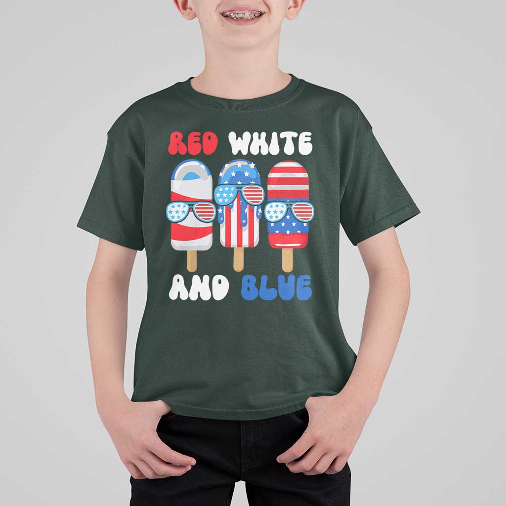 Red White Blue Popsicle 4th of July T Shirt For Kid Patriotic USA Flag - Wonder Print Shop