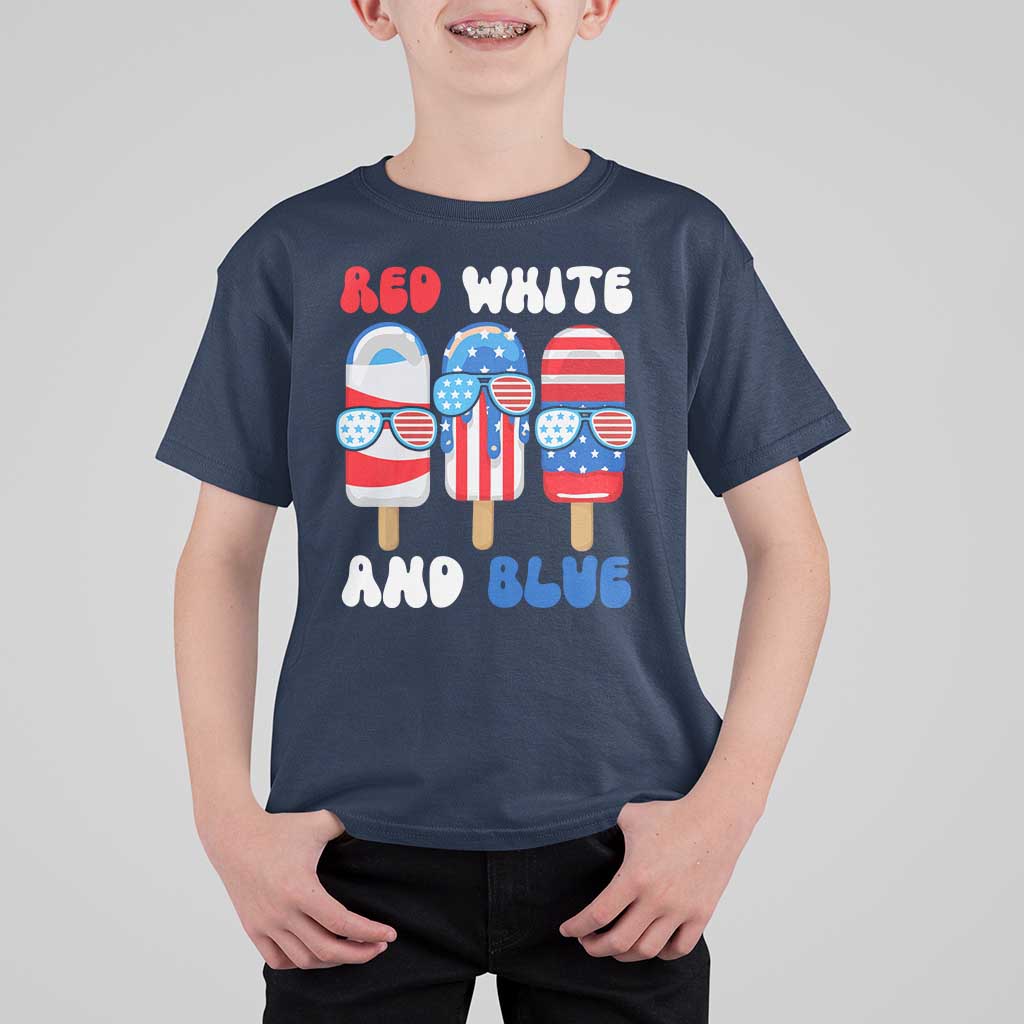 Red White Blue Popsicle 4th of July T Shirt For Kid Patriotic USA Flag - Wonder Print Shop