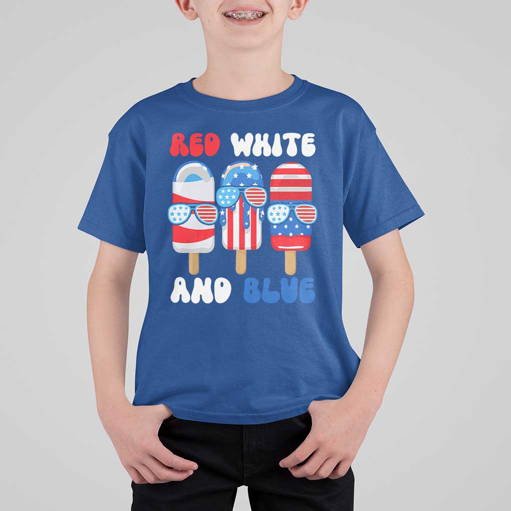 Red White Blue Popsicle 4th of July T Shirt For Kid Patriotic USA Flag - Wonder Print Shop