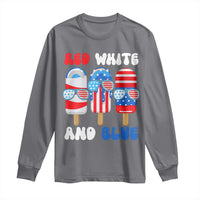 Red White Blue Popsicle 4th of July Long Sleeve Shirt Patriotic USA Flag - Wonder Print Shop