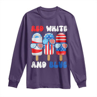 Red White Blue Popsicle 4th of July Long Sleeve Shirt Patriotic USA Flag - Wonder Print Shop