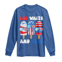 Red White Blue Popsicle 4th of July Long Sleeve Shirt Patriotic USA Flag - Wonder Print Shop