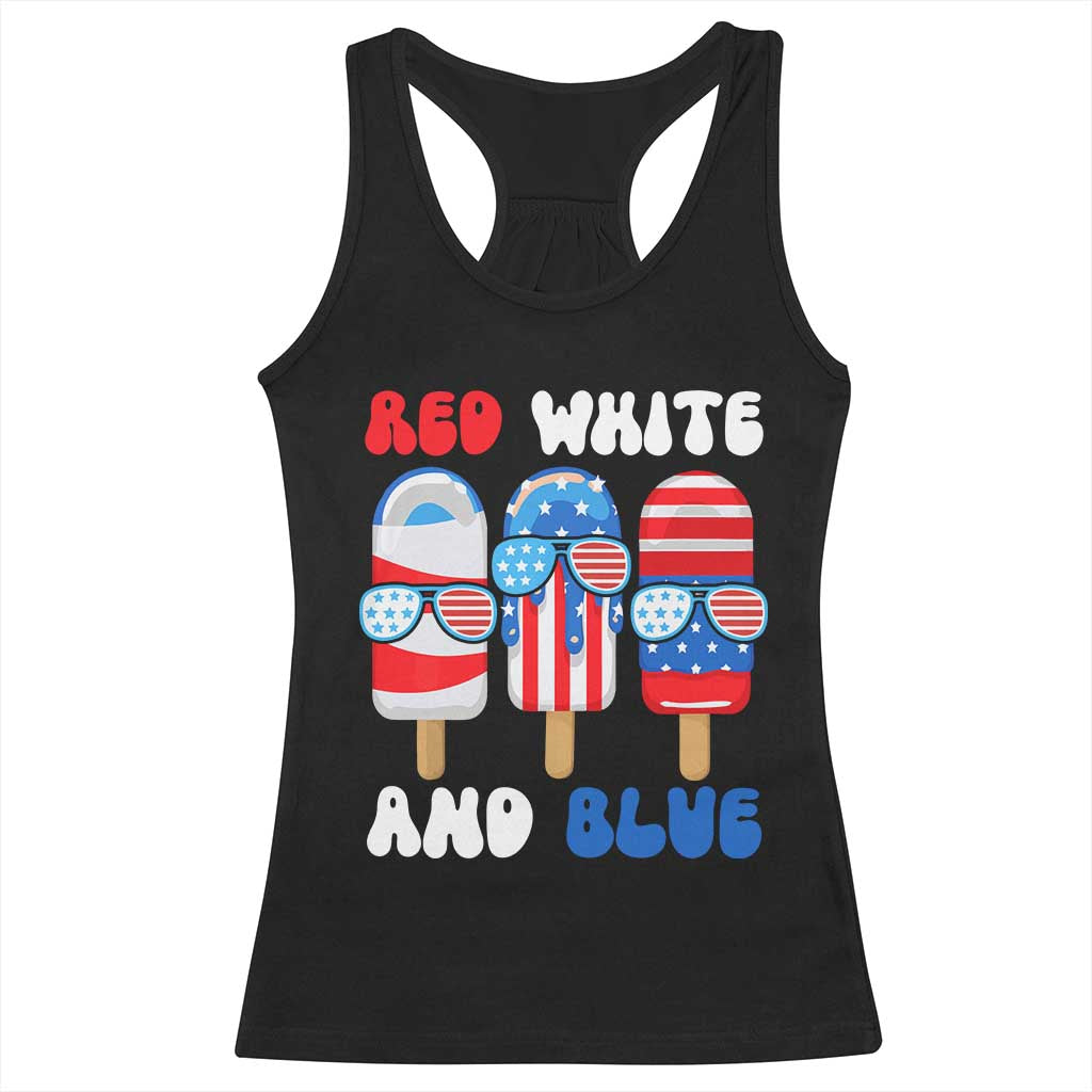 Red White Blue Popsicle 4th of July Racerback Tank Top Patriotic USA Flag - Wonder Print Shop