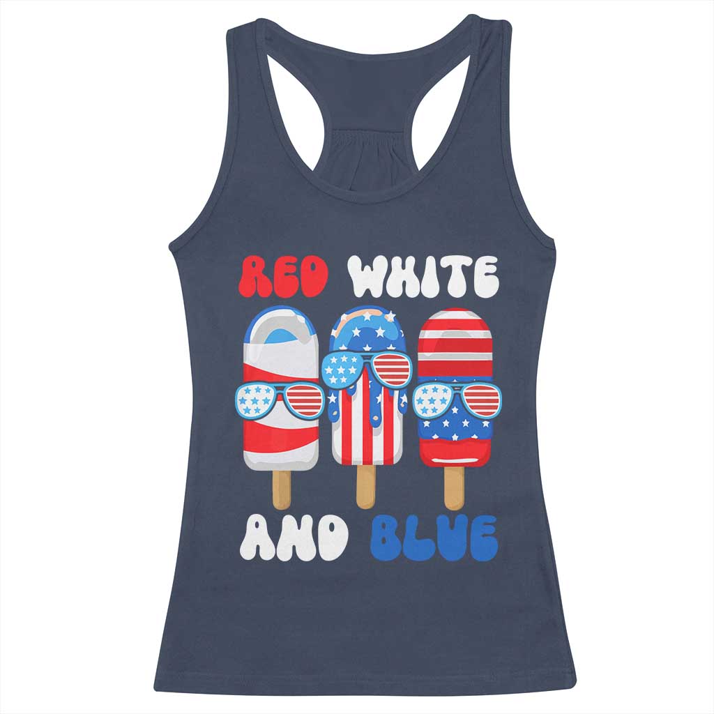 Red White Blue Popsicle 4th of July Racerback Tank Top Patriotic USA Flag - Wonder Print Shop