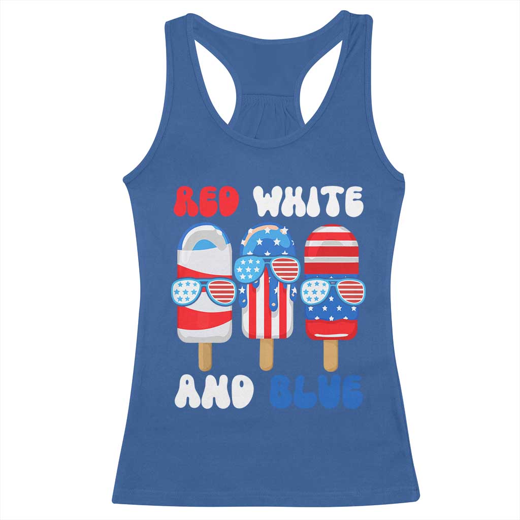 Red White Blue Popsicle 4th of July Racerback Tank Top Patriotic USA Flag - Wonder Print Shop