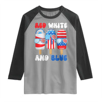 Red White Blue Popsicle 4th of July Raglan Shirt Patriotic USA Flag - Wonder Print Shop