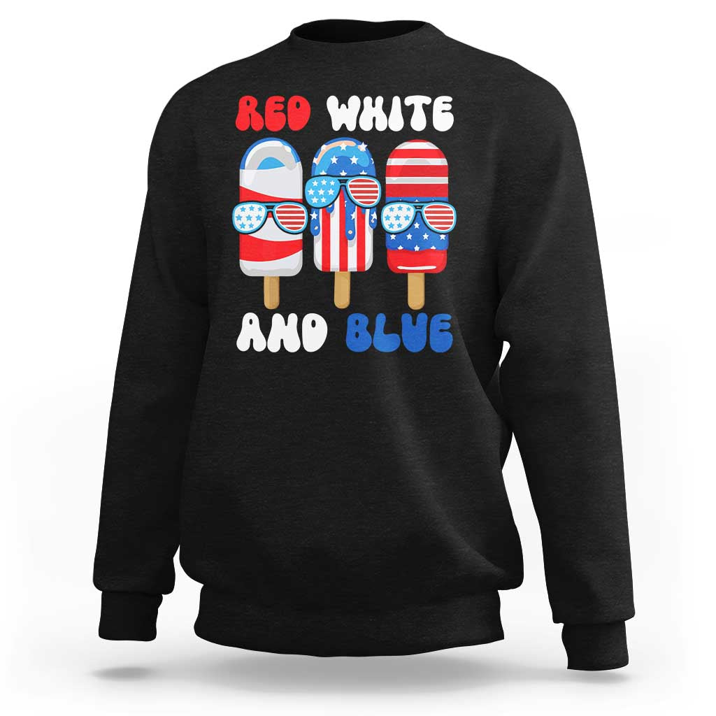 Red White Blue Popsicle 4th of July Sweatshirt Patriotic USA Flag - Wonder Print Shop