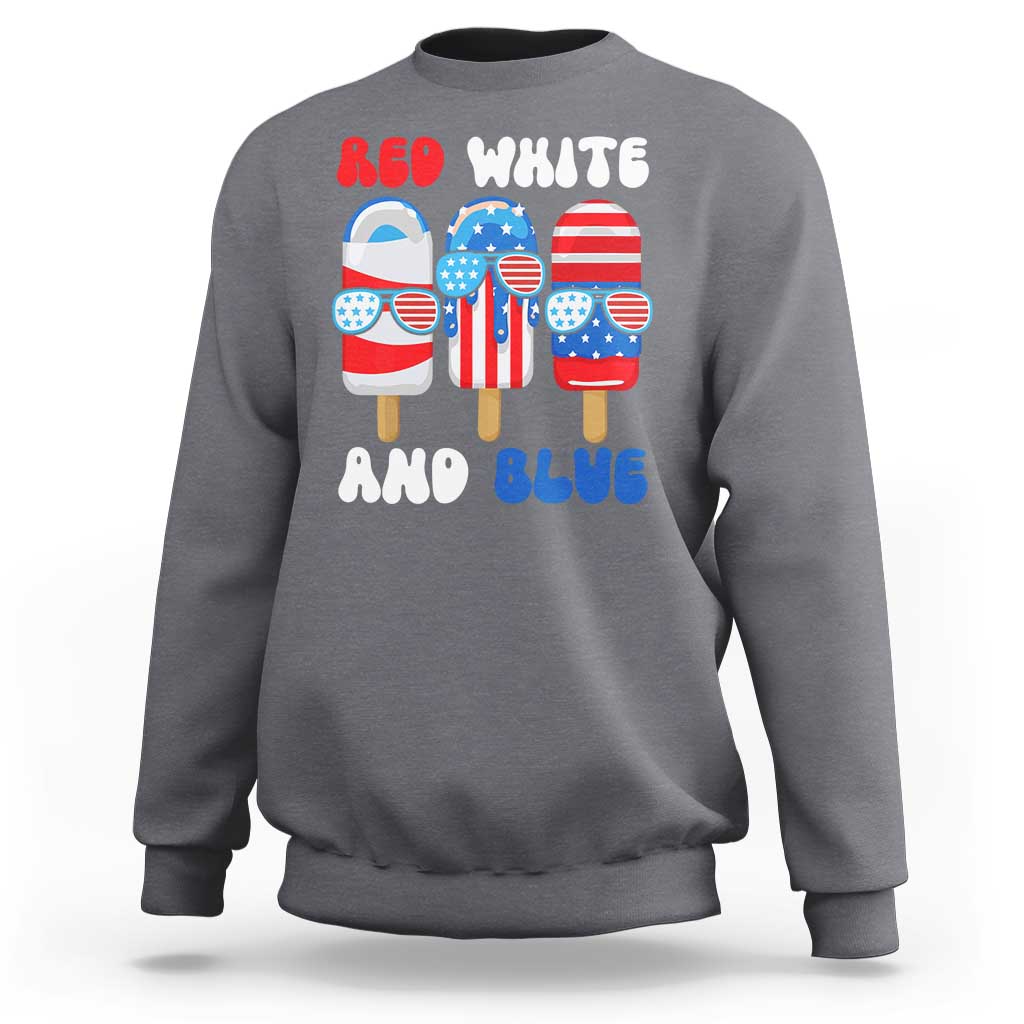 Red White Blue Popsicle 4th of July Sweatshirt Patriotic USA Flag - Wonder Print Shop