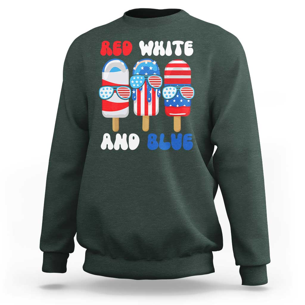Red White Blue Popsicle 4th of July Sweatshirt Patriotic USA Flag - Wonder Print Shop