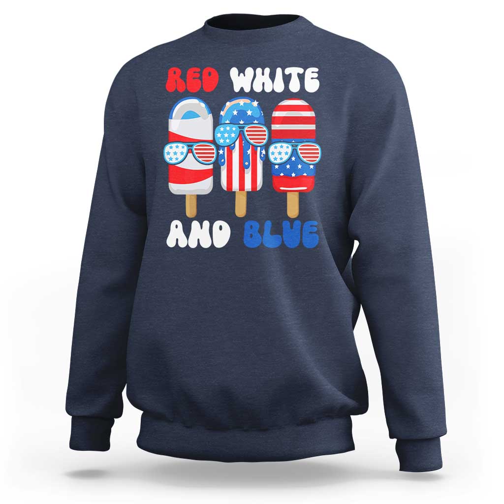 Red White Blue Popsicle 4th of July Sweatshirt Patriotic USA Flag - Wonder Print Shop