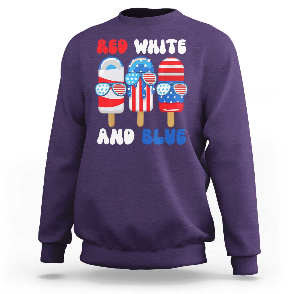 Red White Blue Popsicle 4th of July Sweatshirt Patriotic USA Flag - Wonder Print Shop
