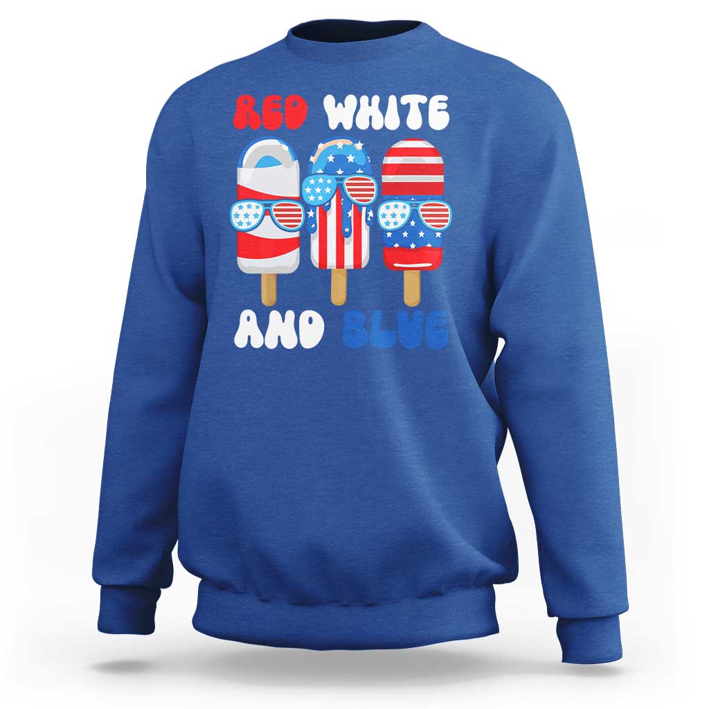 Red White Blue Popsicle 4th of July Sweatshirt Patriotic USA Flag - Wonder Print Shop