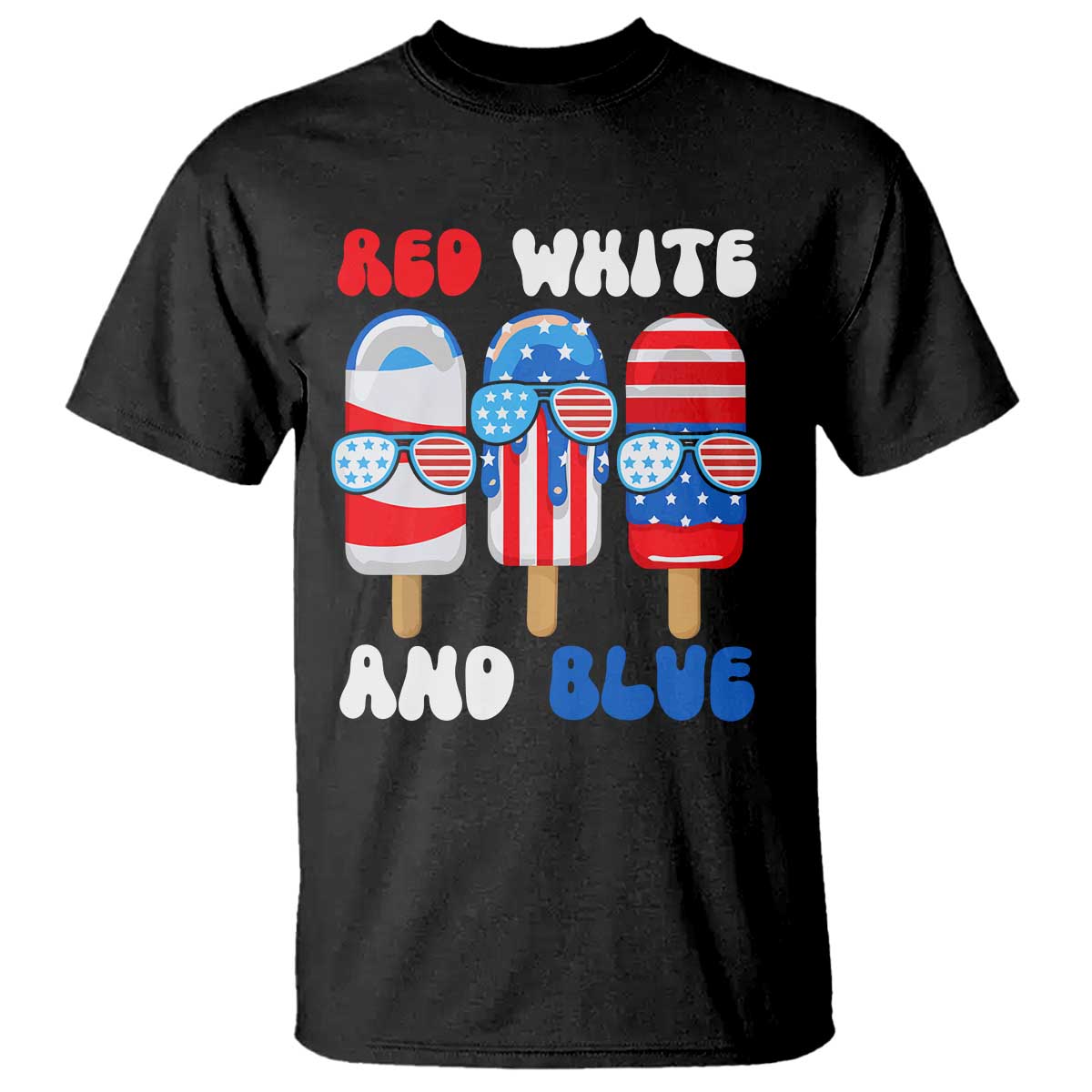Red White Blue Popsicle 4th of July T Shirt Patriotic USA Flag - Wonder Print Shop