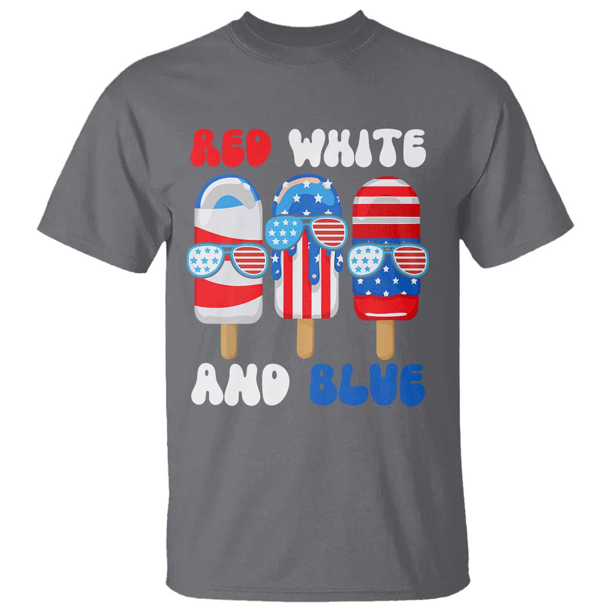 Red White Blue Popsicle 4th of July T Shirt Patriotic USA Flag - Wonder Print Shop