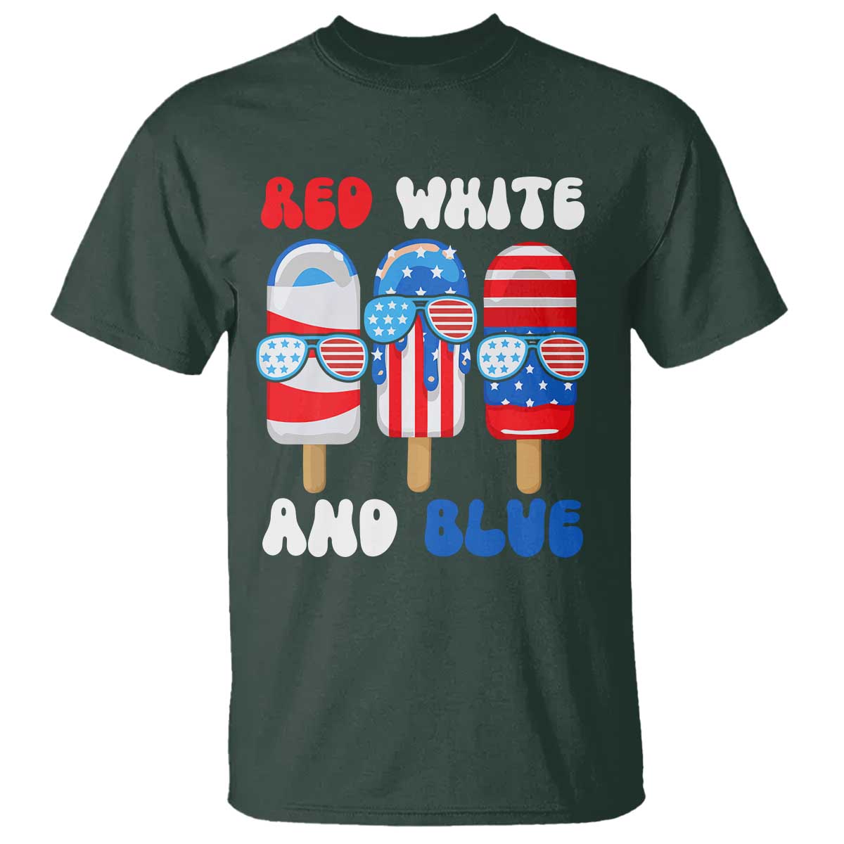 Red White Blue Popsicle 4th of July T Shirt Patriotic USA Flag - Wonder Print Shop
