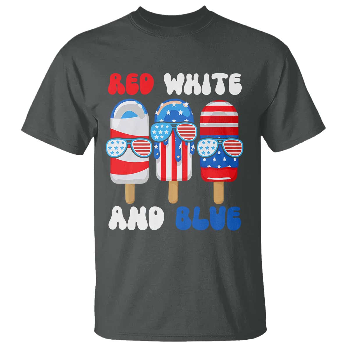 Red White Blue Popsicle 4th of July T Shirt Patriotic USA Flag - Wonder Print Shop