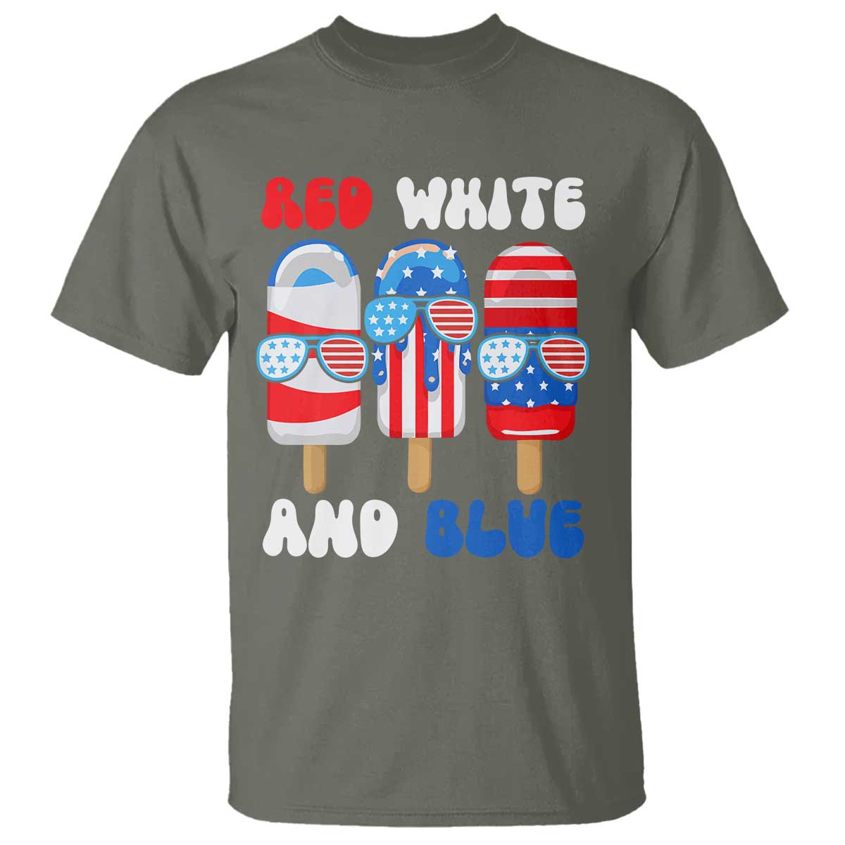 Red White Blue Popsicle 4th of July T Shirt Patriotic USA Flag - Wonder Print Shop