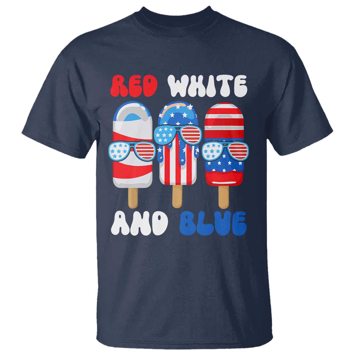 Red White Blue Popsicle 4th of July T Shirt Patriotic USA Flag - Wonder Print Shop