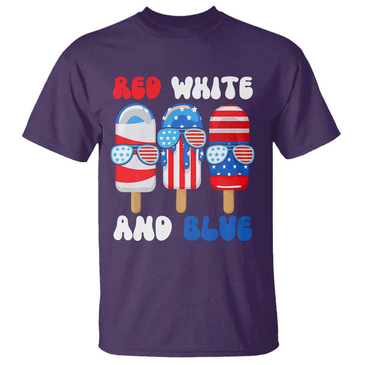 Red White Blue Popsicle 4th of July T Shirt Patriotic USA Flag - Wonder Print Shop