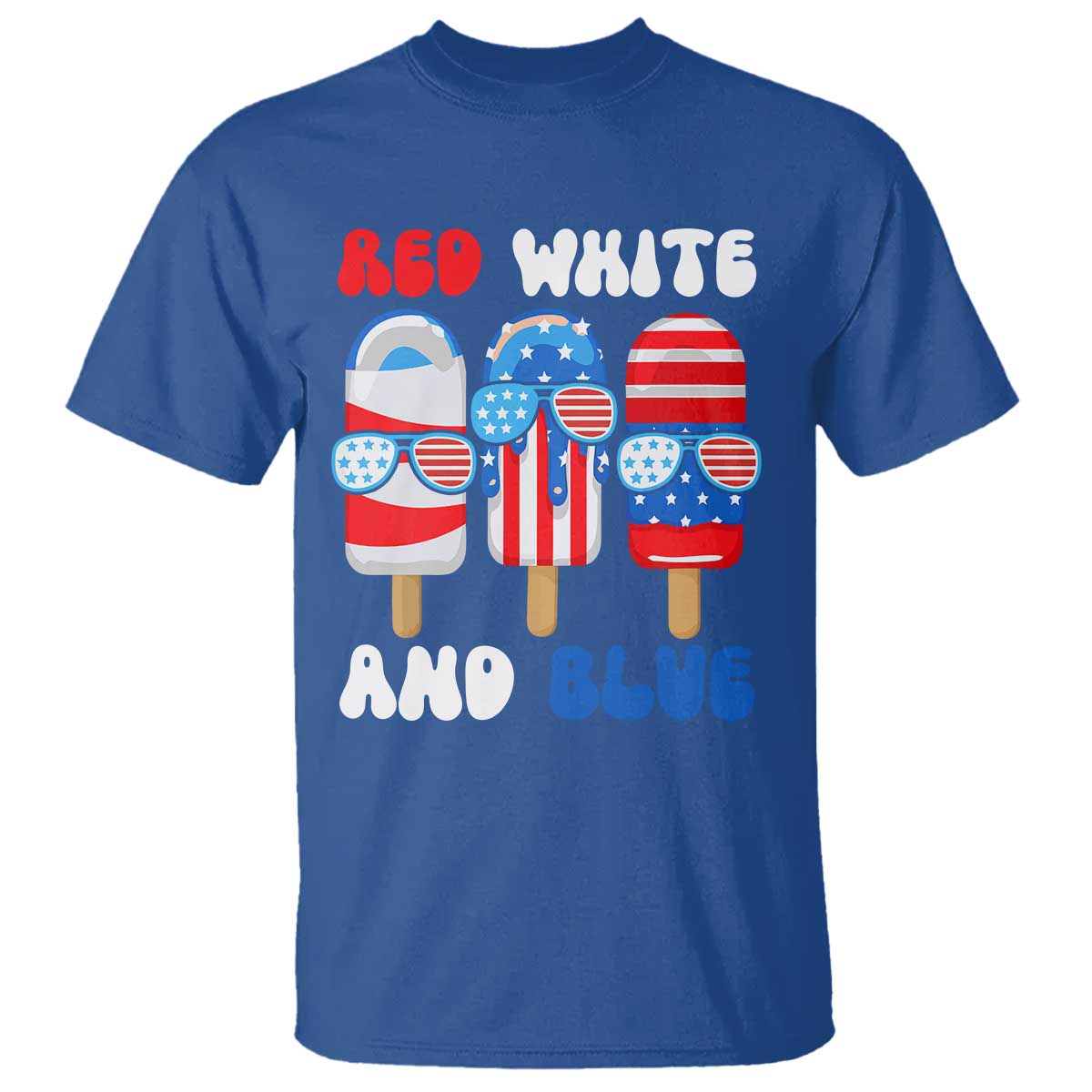 Red White Blue Popsicle 4th of July T Shirt Patriotic USA Flag - Wonder Print Shop