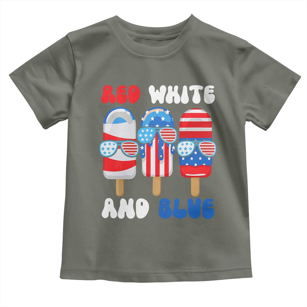 Red White Blue Popsicle 4th of July Toddler T Shirt Patriotic USA Flag - Wonder Print Shop