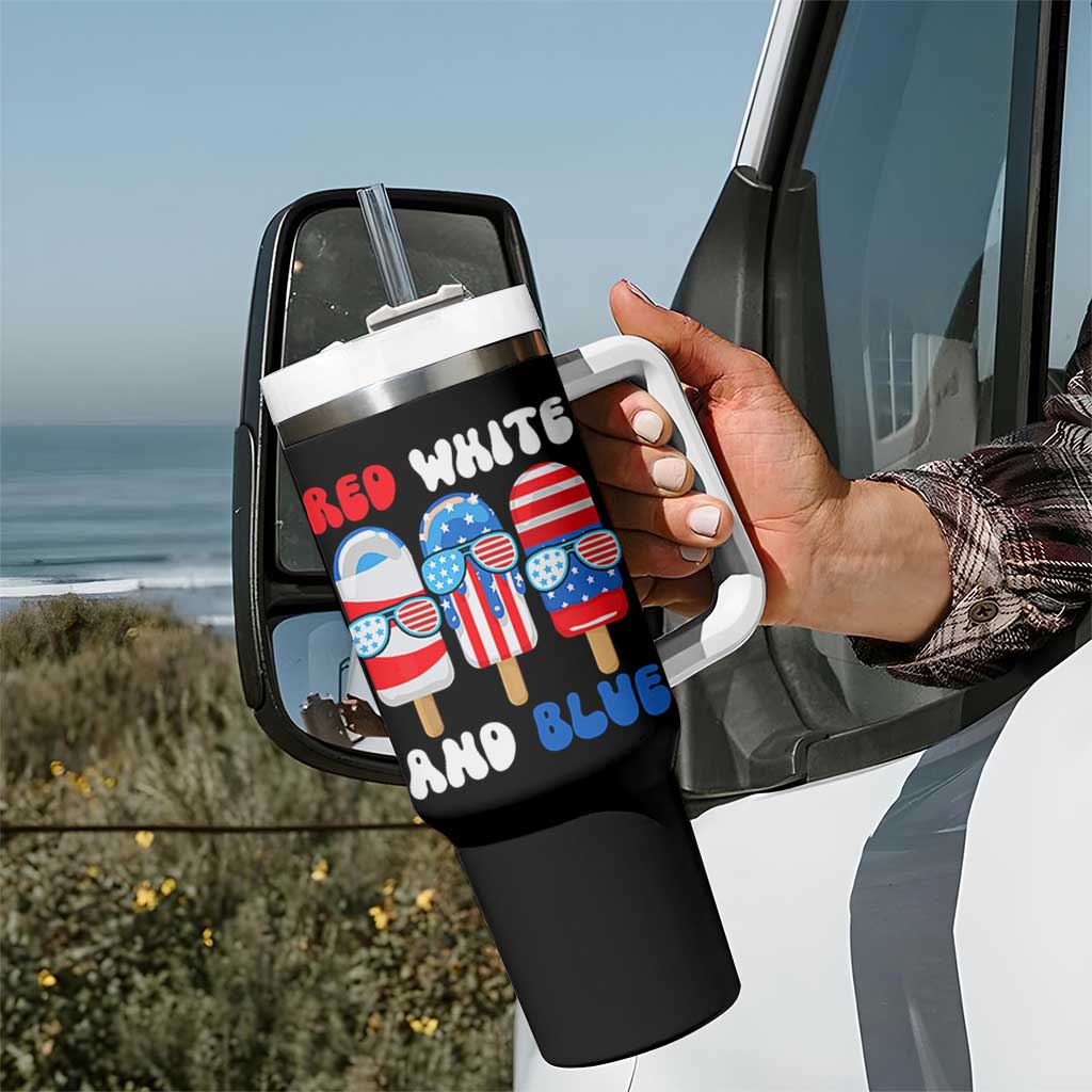 Red White Blue Popsicle 4th of July Tumbler With Handle Patriotic USA Flag - Wonder Print Shop
