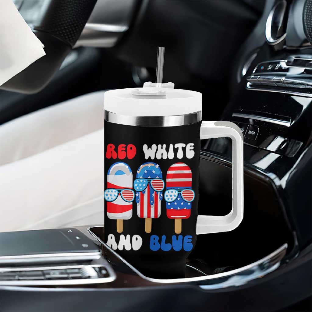 Red White Blue Popsicle 4th of July Tumbler With Handle Patriotic USA Flag - Wonder Print Shop