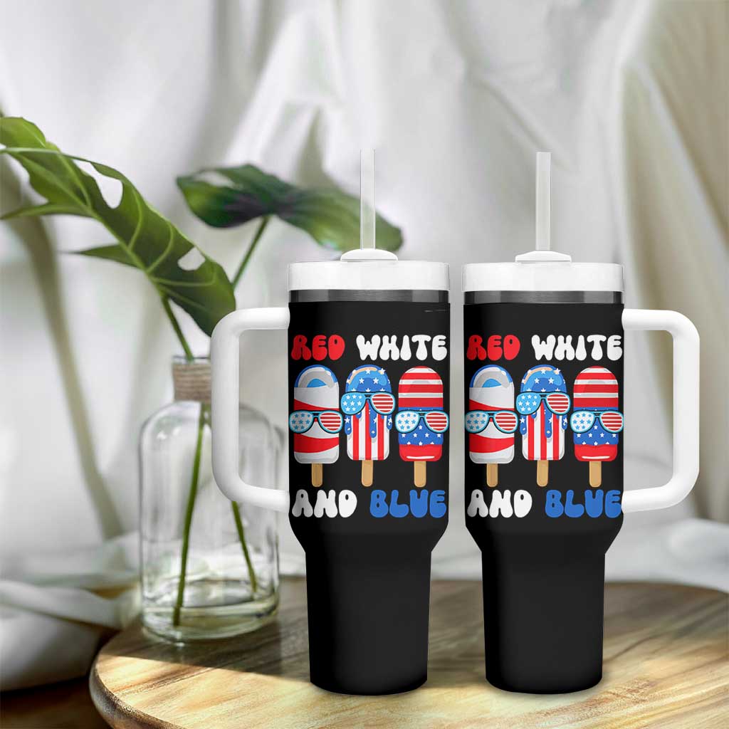 Red White Blue Popsicle 4th of July Tumbler With Handle Patriotic USA Flag - Wonder Print Shop