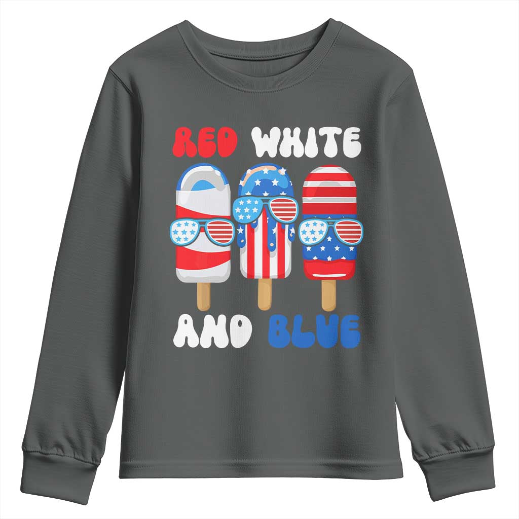 Red White Blue Popsicle 4th of July Youth Sweatshirt Patriotic USA Flag - Wonder Print Shop