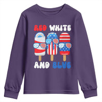 Red White Blue Popsicle 4th of July Youth Sweatshirt Patriotic USA Flag - Wonder Print Shop